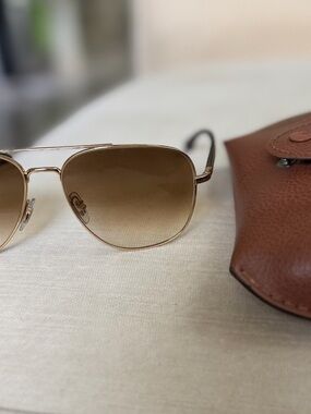 Ray-Ban Gold Frame Sunglasses with Brown Gradient Lenses